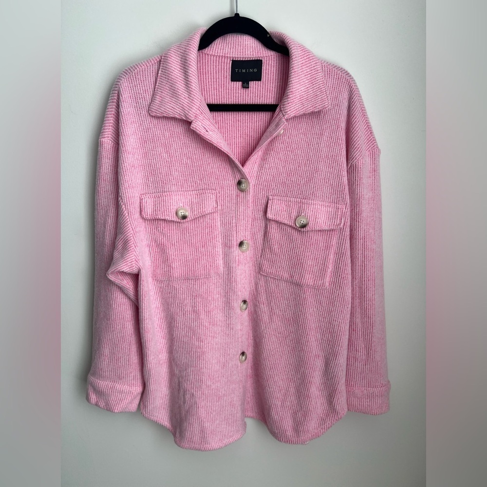 Timing Brushed Pink Shacket L